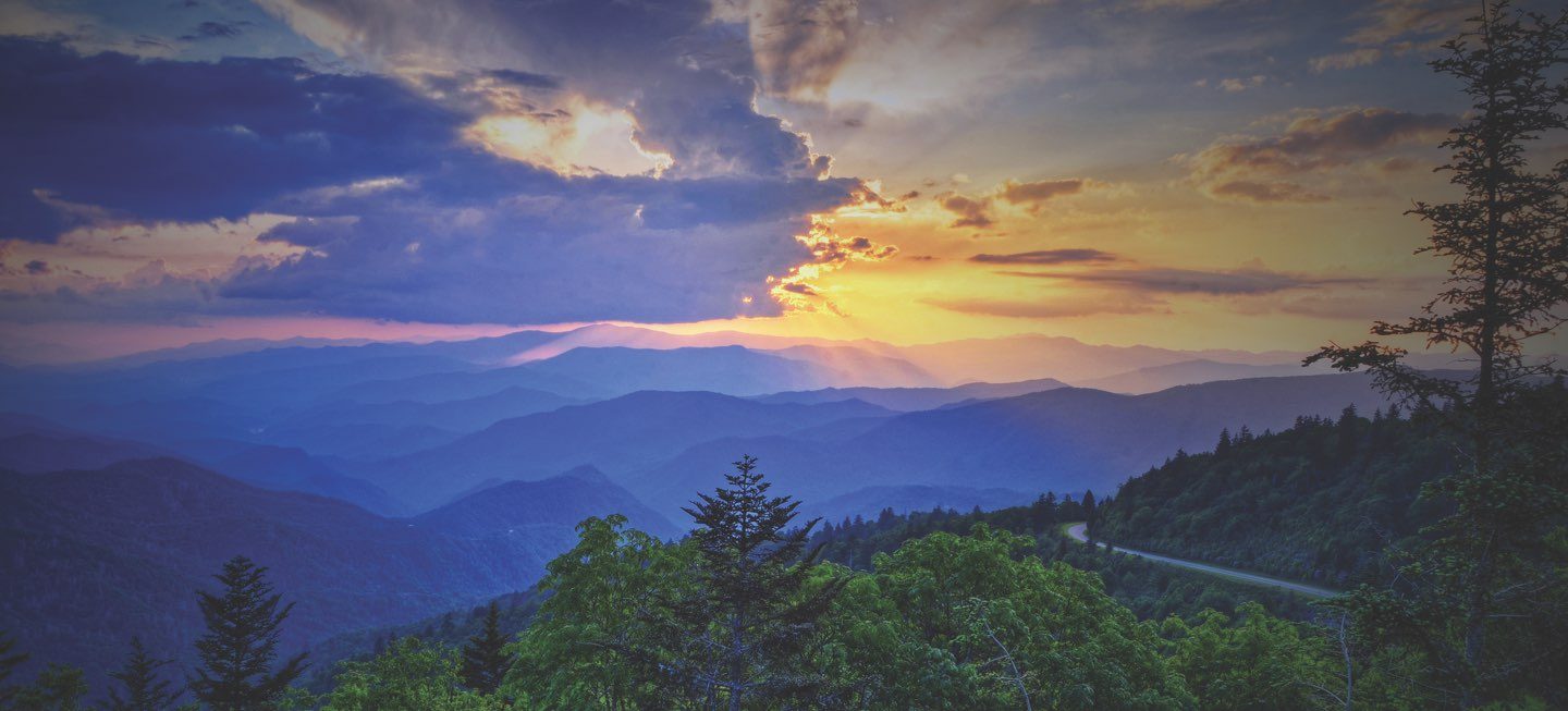 sunset over the Smoky Mountains in western North Carolina