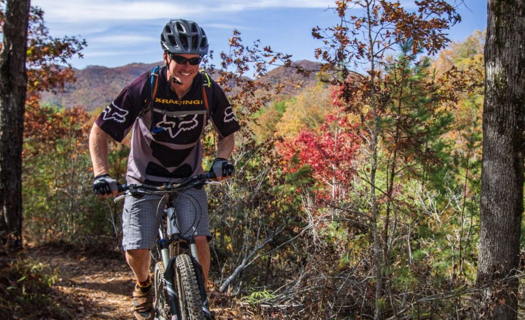 Mountain Biker on the Flint Ridge Trail in Bryson City