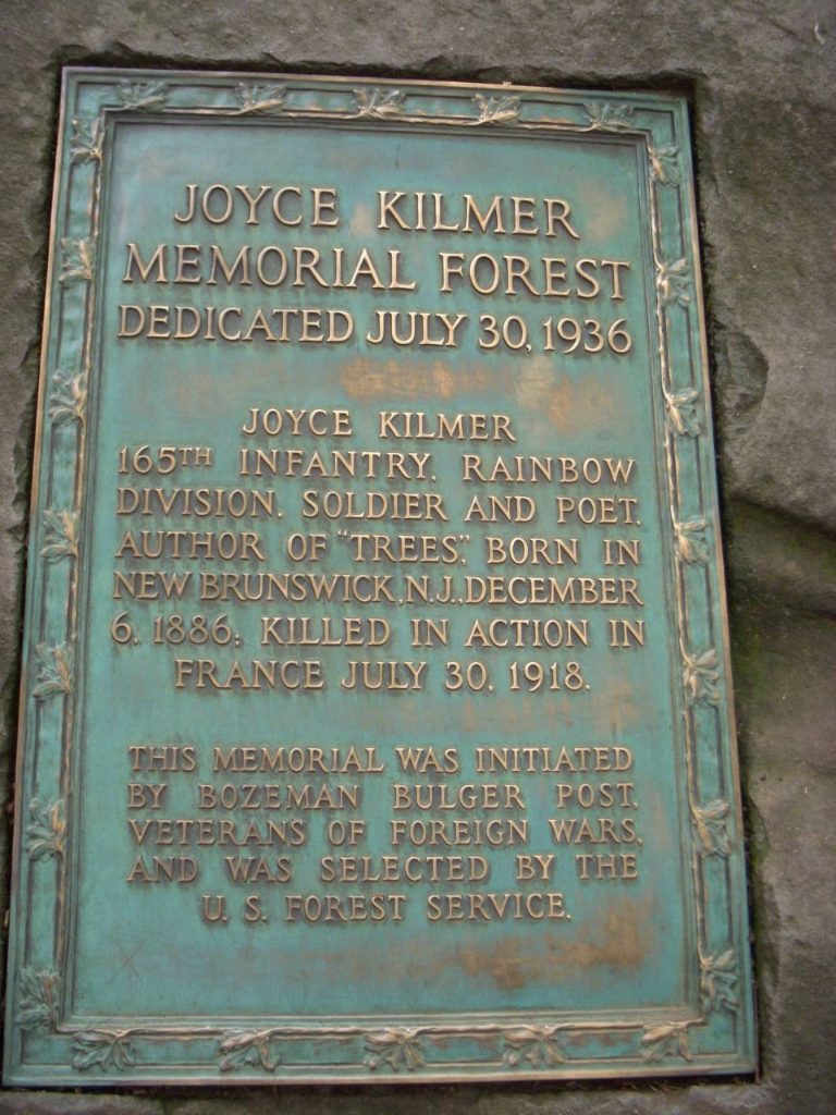 plaque at joyce kilmer memorial forest