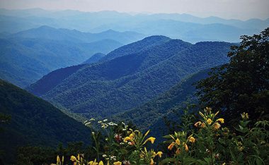 a mountain view in the Great Smoky Mountains of NC