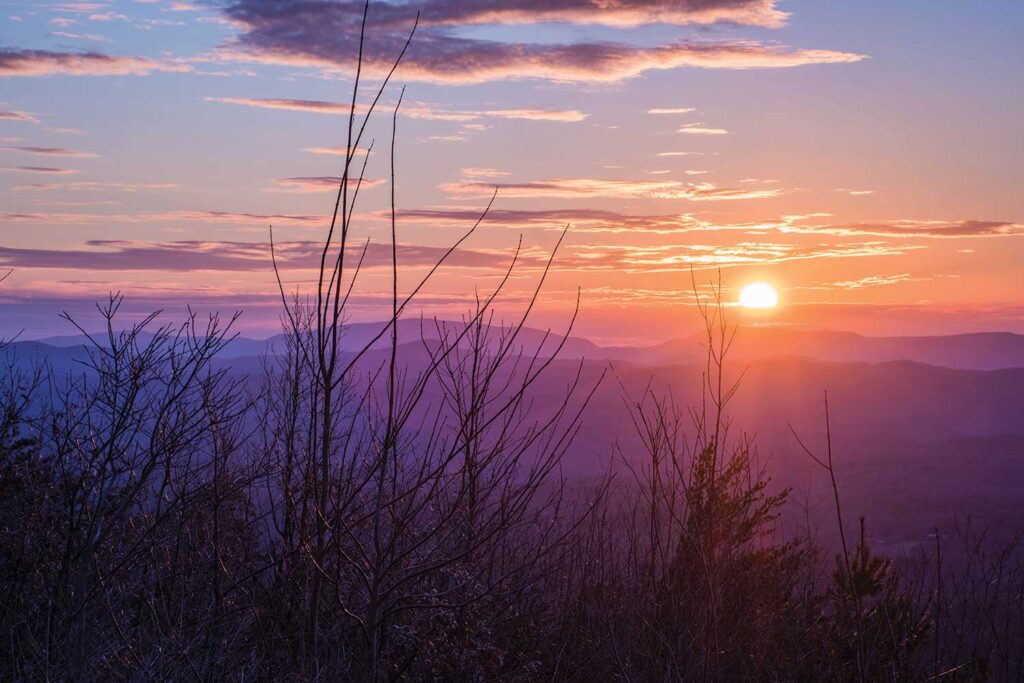 A sunset behind the Smoky Mountains