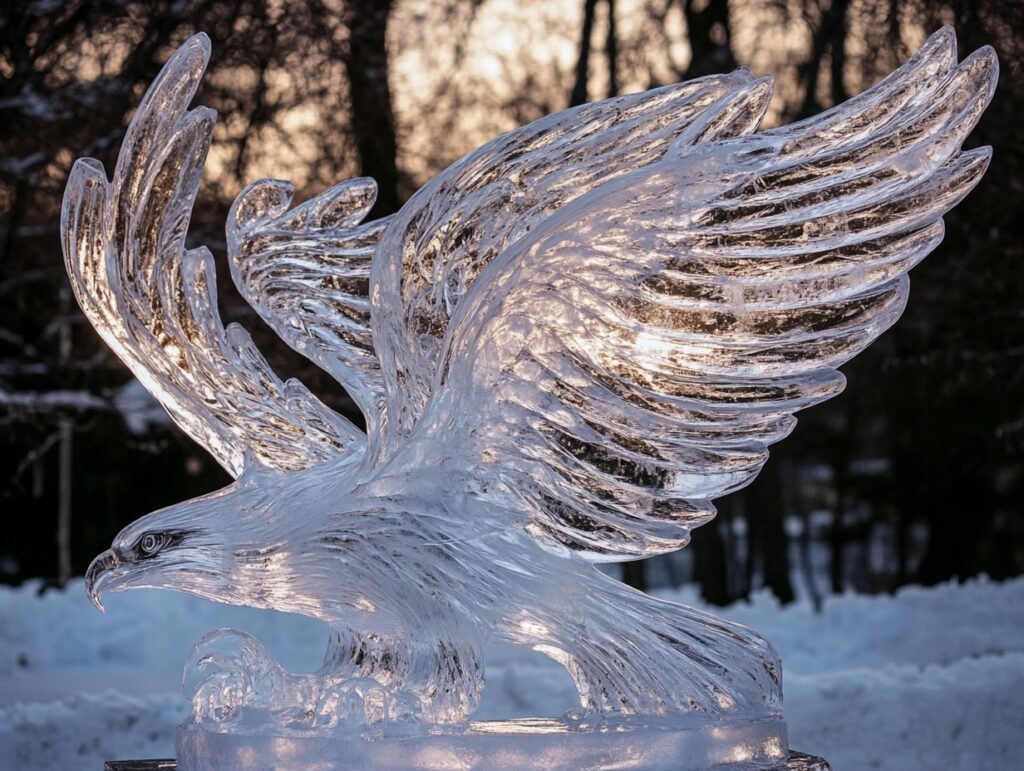 An ice sculpture like the kind you will see at the Haywood County Ice Fest Weekend