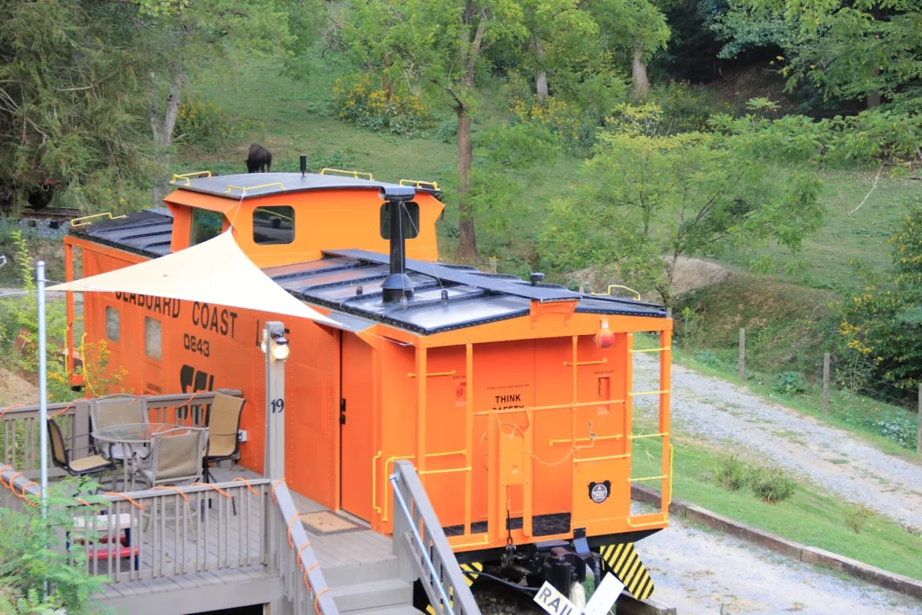 Train car at Buffalo Creek Vacations in Haywood County, NC.
