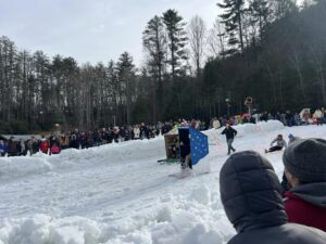 The outhouse races at Sapphire Valley Ski Area in the Smoky Mountains